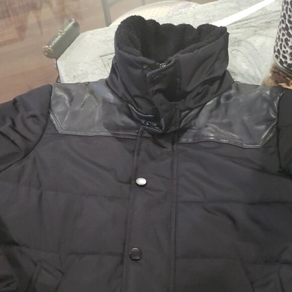 MEMBERS Only MEN'S Long BLACK WINTER Puffer Parka MEDIUM LIKE NEW - Picture 2 of 9